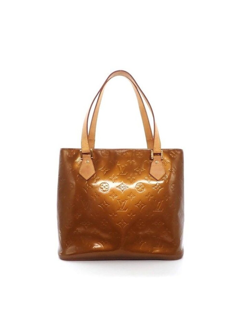 Louis Vuitton Tote Bag Houston Blanc Monogram Vernis Gold